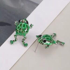 Green Frog Cute Earrings